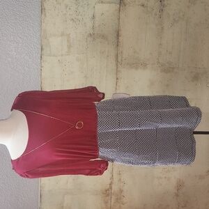 Enfocus Studio Red, Black and White Polka Dot Scoop Neck Dress Size 14 NWT